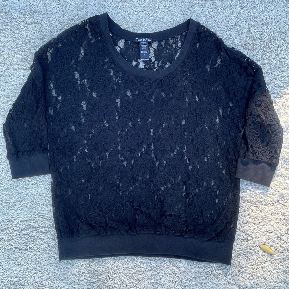Twist Tees Top Womens 1 (1X) Boxy Oversized Lace Floral Whimsigoth Fairy Grunge